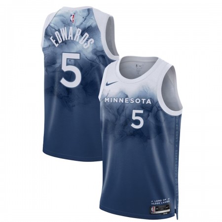NBA Mænd Trøje Minnesota Timberwolves Anthony Edwards 5 2023-24 Nike City Edition Blå Swingman